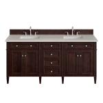 Brittany 72" Double Vanity, Burnished Mahogany, w/ 3 CM Siberian Silestone Top w/FreePower Wireless Charger