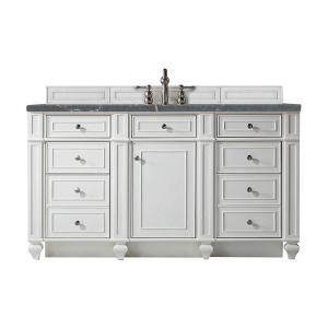 Bristol 60" Single Vanity, Bright White w/ 3 CM Parisien Bleu Silestone Top w/FreePower Wireless Charger