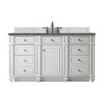 Bristol 60" Single Vanity, Bright White w/ 3 CM Parisien Bleu Silestone Top w/FreePower Wireless Charger