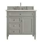 Brittany 36" Single Vanity, Urban Gray, w/ 3 CM Siberian Silestone Top