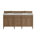 Brittany 72" Double Vanity, Pecan w/ 3 CM Siberian Silestone Top w/FreePower Wireless Charger