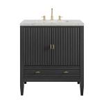Myrrin 30" Single Vanity, Carbon Oak w/ 3 CM Eternal Jasmine Pearl Silestone Top