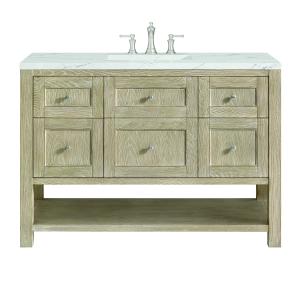 Breckenridge 48" Single Vanity, Whitewashed Oak w/ 3 CM Ethereal Noctis Silestone Top w/FreePower Wireless Charger