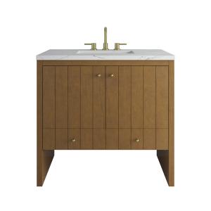 Hudson 36" Single Vanity, Honey Oak w/ 3 CM Ethereal Noctis Silestone Top