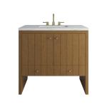 Hudson 36" Single Vanity, Honey Oak w/ 3 CM Ethereal Noctis Silestone Top