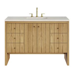 Hudson 48" Single Vanity, Light Natural Oak, w/ 3 CM Siberian Silestone Top w/FreePower Wireless Charger