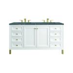 Chicago 60" Double Vanity, Glossy White, w/ 3 CM Parisien Bleu Silestone® Top w/FreePower Wireless Charger