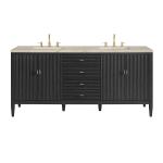 Myrrin 72" Vanity, Carbon Oak, w/ 3 CM Tajnar Eclos Top w/FreePower Wireless Charger