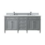 Brittany 72" Double Vanity, Urban Gray w/ 3 CM Ethereal Noctis Silestone Top w/FreePower Wireless Charger