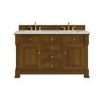 Brookfield 60" Double Vanity, Honey Oak, w/ 3 CM Siberian Silestone Top w/FreePower Wireless Charger