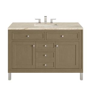 Chicago 48" Single Vanity, Walnut Whisper, w/ 3 CM Tajnar Eclos Top