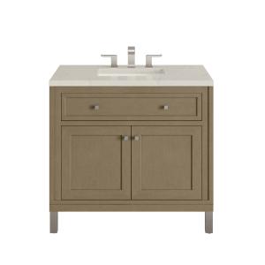 Chicago 36" Single Vanity, Walnut Whisper, w/ 3 CM Siberian Silestone Top