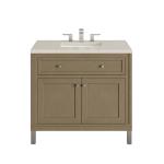 Chicago 36" Single Vanity, Walnut Whisper, w/ 3 CM Siberian Silestone Top