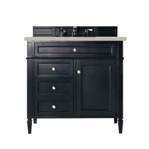 Brittany 36" Single Vanity, Black Onyx, w/ 3 CM Siberian Silestone Top
