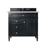 Brittany 36" Single Vanity, Black Onyx, w/ 3 CM Siberian Silestone Top