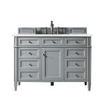 Brittany 48" Single Vanity, Urban Gray w/ 3 CM Eternal Jasmine Pearl Silestone Top w/FreePower Wireless Charger