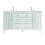 Myrrin 60" Double Vanity, Bright White w/ 3 CM Victorian Silver Silestone Top w/FreePower Wireless Charger