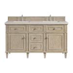 Lorelai 60" Double Vanity, Whitewashed Oak, w/ 3 CM Siberian Silestone Top