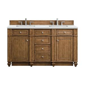 Bristol 60" Double Vanity, Saddle Brown w/ 3 CM Ethereal Noctis Silestone Top w/FreePower Wireless Charger