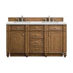 Bristol 60" Double Vanity, Saddle Brown w/ 3 CM Ethereal Noctis Silestone Top w/FreePower Wireless Charger