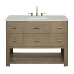 Lucian 48" Single Vanity, Pebble Oak, w/ 3 CM Siberian Silestone Widespread Top