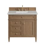 Brittany 36" Single Vanity, Pecan w/ 3 CM Eternal Jasmine Pearl Silestone Top