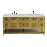 Breckenridge 72" Double Vanity, Light Natural Oak w/ 3 CM Victorian Silver Top w/FreePower Wireless Charger