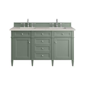 Brittany 60" Double Vanity, Smokey Celadon, w/ 3 CM Siberian Silestone Top