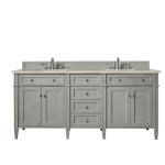 Brittany 72" Double Vanity, Urban Gray, w/ 3 CM Tajnar Eclos Top