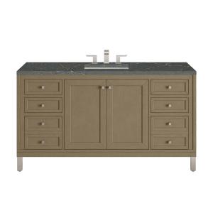 Chicago 60" Single Vanity, Walnut Whisper, w/ 3 CM Parisien Bleu Silestone® Top