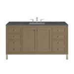 Chicago 60" Single Vanity, Walnut Whisper, w/ 3 CM Parisien Bleu Silestone® Top