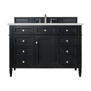 Brittany 48" Single Vanity, Black Onyx w/ 3 CM Ethereal Noctis Silestone Top w/FreePower Wireless Charger