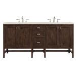 Addison 72" Double Vanity, Mid-Century Acacia, w/ 3 CM Siberian Silestone Top