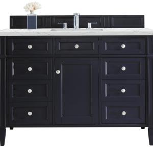 Brittany 48" Single Vanity, Victory Blue w/ 3 CM Ethereal Noctis Silestone Top w/FreePower Wireless Charger