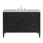 Myrrin 48" Single Vanity, Carbon Oak, w/ 3 CM Siberian Silestone Top w/FreePower Wireless Charger