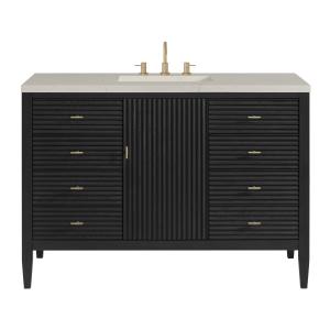 Myrrin 48" Single Vanity, Carbon Oak, w/ 3 CM Siberian Silestone Top w/FreePower Wireless Charger