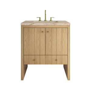 Hudson 30" Single Vanity, Light Natural Oak w/ 3 CM Tajnar Eclos Top