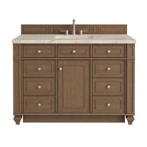 Bristol 48" Single Vanity, Saddle Brown, w/ 3 CM Tajnar Eclos Top w/FreePower Wireless Charger
