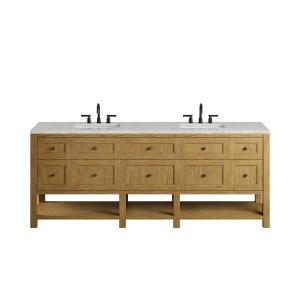 Breckenridge 84" Double Vanity, Light Natural Oak w/ 3 CM Eternal Jasmine Pearl Top w/FreePower Wireless Charger