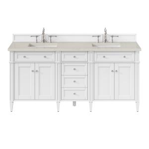 Brittany 72" Double Vanity in Bright White, w/ 3 CM Siberian Silestone Top