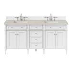 Brittany 72" Double Vanity in Bright White, w/ 3 CM Siberian Silestone Top w/FreePower Wireless Charger