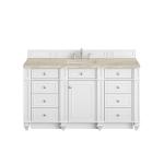 Bristol 60" Single Vanity, Bright White, w/ 3 CM Tajnar Eclos Top w/FreePower Wireless Charger