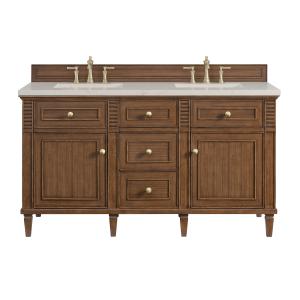 Lorelai 60" Double Vanity, Mid-Century Walnut, w/ 3 CM Siberian Silestone Top