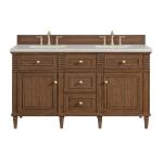 Lorelai 60" Double Vanity, Mid-Century Walnut, w/ 3 CM Siberian Silestone Top