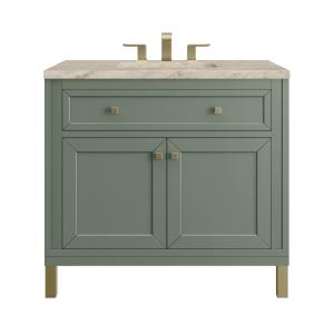 Chicago 36" Single Vanity, Smokey Celadon, w/ 3 CM Tajnar Eclos Top