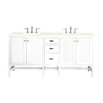 Addison 72" Double Vanity, Glossy White w/ 3 CM Eternal Marfil Top