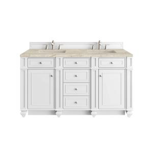Bristol 60" Double Vanity, Bright White, w/ 3 CM Tajnar Eclos Top