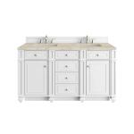 Bristol 60" Double Vanity, Bright White, w/ 3 CM Tajnar Eclos Top