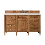 Brittany 60" Single Vanity, Saddle Brown, w/ 3 CM Siberian Silestone Top w/FreePower Wireless Charger