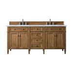 Brittany 72" Double Vanity, Saddle Brown w/ 3 CM Eternal Jasmine Pearl Silestone Top w/FreePower Wireless Charger